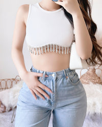 JACI RHINESTONE CROP TOP (BLACK)