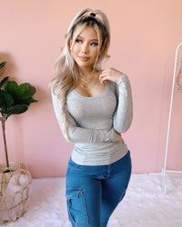RESTOCKED! SERENA SCOOP NECK TOP (CHARCOAL)