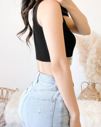JACI RHINESTONE CROP TOP (BLACK)