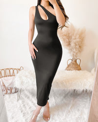KEHLANI DOUBLE LAYERED DRESS (BLACK)