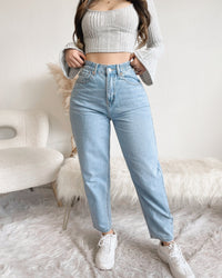 NEW COLOR! TALIA STRETCHY WAIST MOM JEAN (MEDIUM WASH)