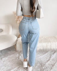 NEW COLOR! TALIA STRETCHY WAIST MOM JEAN (MEDIUM WASH)