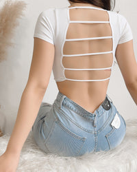 NEW COLOR! EVA OPEN BACK CROP TOP (LAVENDER)