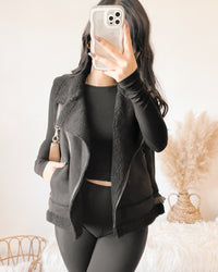 MELANIE SUEDE FUR VEST (BLACK)