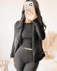 MELANIE SUEDE FUR VEST (BLACK)