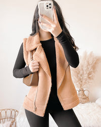 MELANIE SUEDE FUR VEST (BLACK)