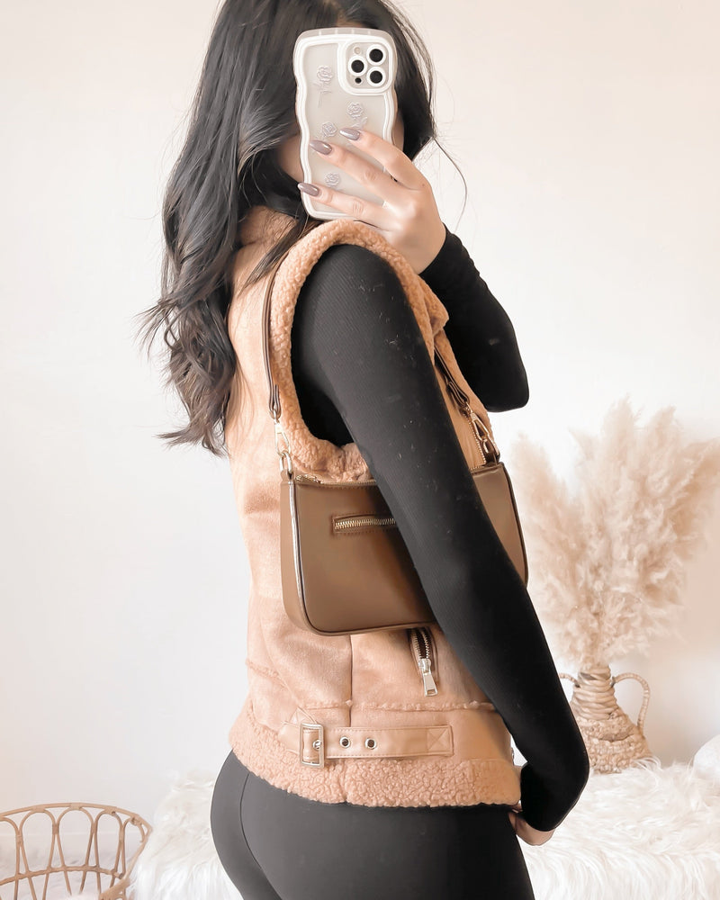 MELANIE SUEDE FUR VEST (BLACK)