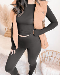 MELANIE SUEDE FUR VEST (BLACK)