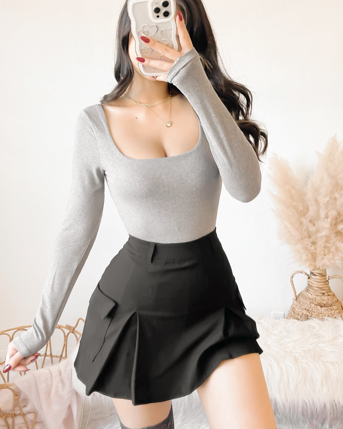 SAMMIE DOUBLE LAYERED BODYSUIT (HEATHER GREY)