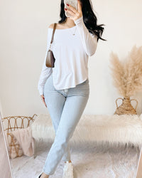 ARIA OFF SHOULDER LONG SLEEVE TOP (OATMEAL)