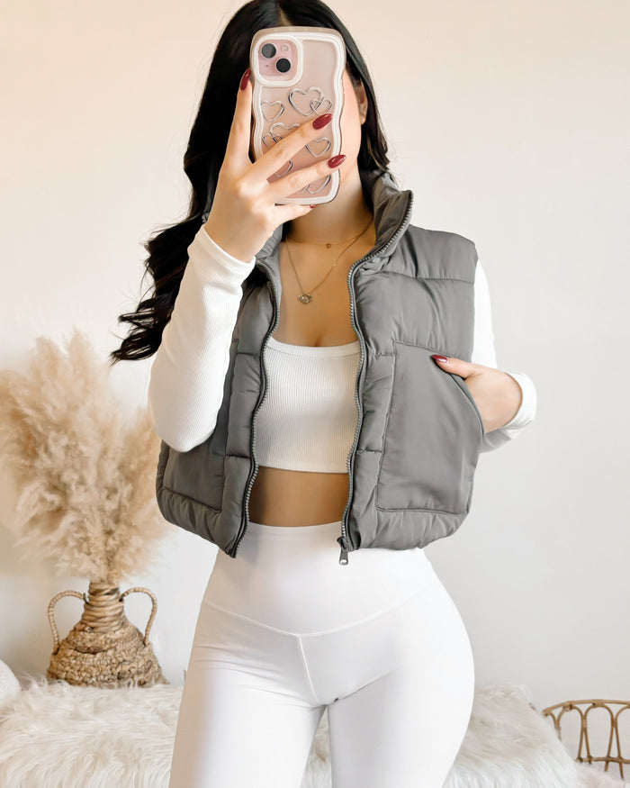 NEW COLOR! KIMMY PUFFER VEST (GREY)