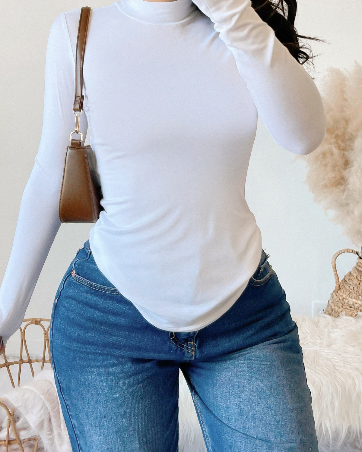 RESTOCKED! ELENA BUTTER SOFT HIGH NECK TOP (WHITE)