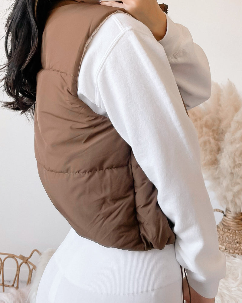 REVERSIBLE!! GIVE YOU CHILLS PUFFER VEST (COCOA/CREAM)