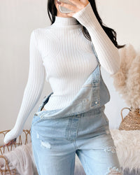 RESTOCKED! ROSALIE HIGH NECK KNIT SWEATER (LIGHT GREY)