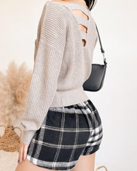 RESTOCKED! BELLE STRAPPY BACK KNIT SWEATER (WHITE)
