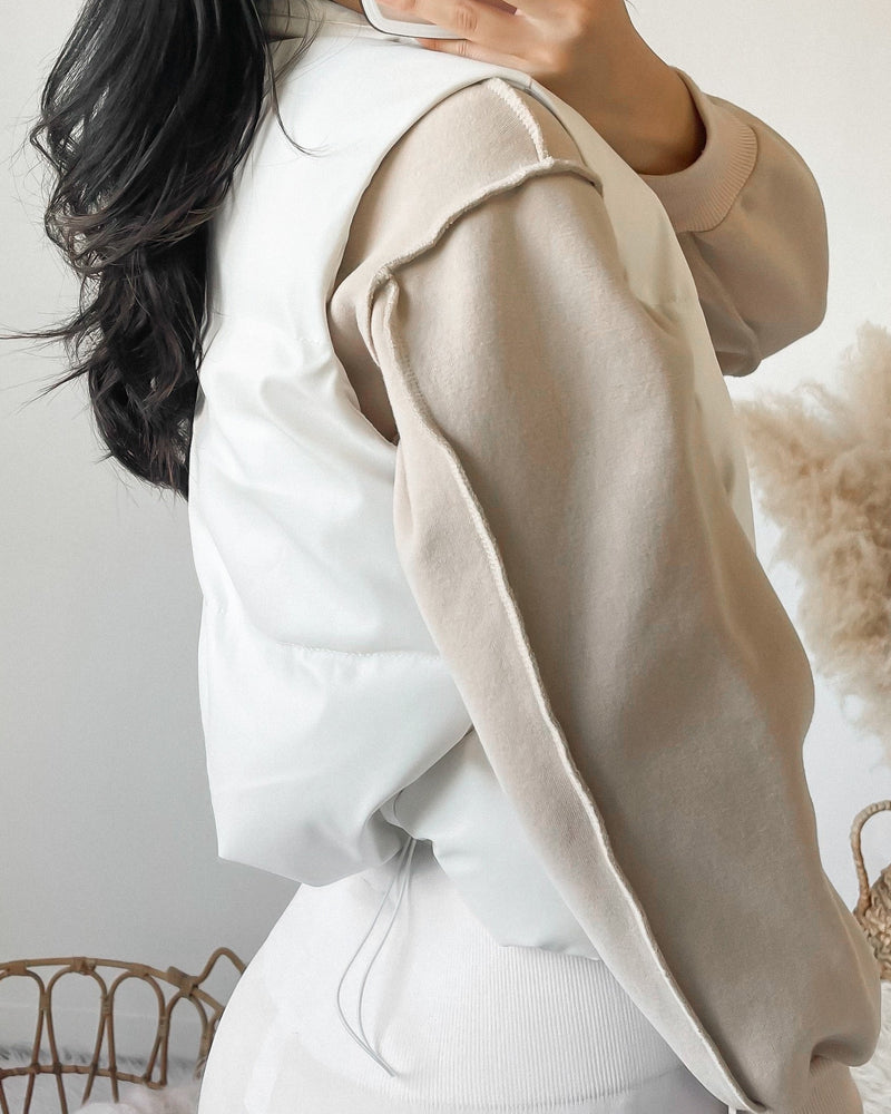 RESTOCKED! DELANEY PLEATHER PUFFER VEST (BROWN/CAMEL)