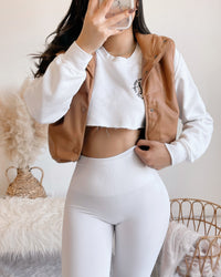 RESTOCKED! DELANEY PLEATHER PUFFER VEST (BROWN/CAMEL)