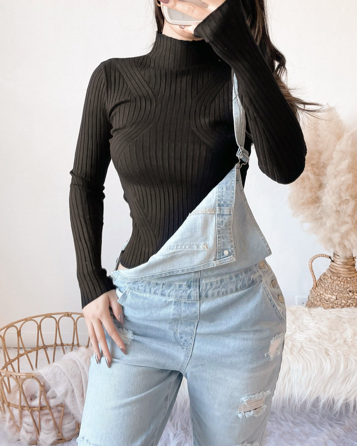 RESTOCKED! ROSALIE HIGH NECK KNIT SWEATER (BLACK)