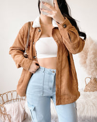 BRYNLEE FUR LINED CORDUROY JACKET W/ POCKETS (CAMEL)