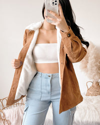 BRYNLEE FUR LINED CORDUROY JACKET W/ POCKETS (CAMEL)