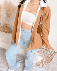 BRYNLEE FUR LINED CORDUROY JACKET W/ POCKETS (CAMEL)