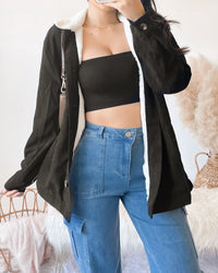 RESTOCKED! BRYNLEE FUR LINED CORDUROY JACKET W/ POCKETS (BLACK)