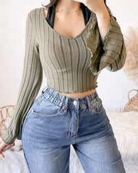 ELLA HALTER LONG SLEEVE TOP