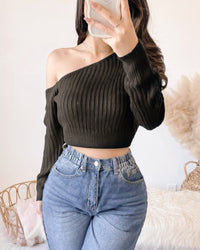 RESTOCKED! ELIZA OFF SHOULDER KNIT TOP (BLACK)