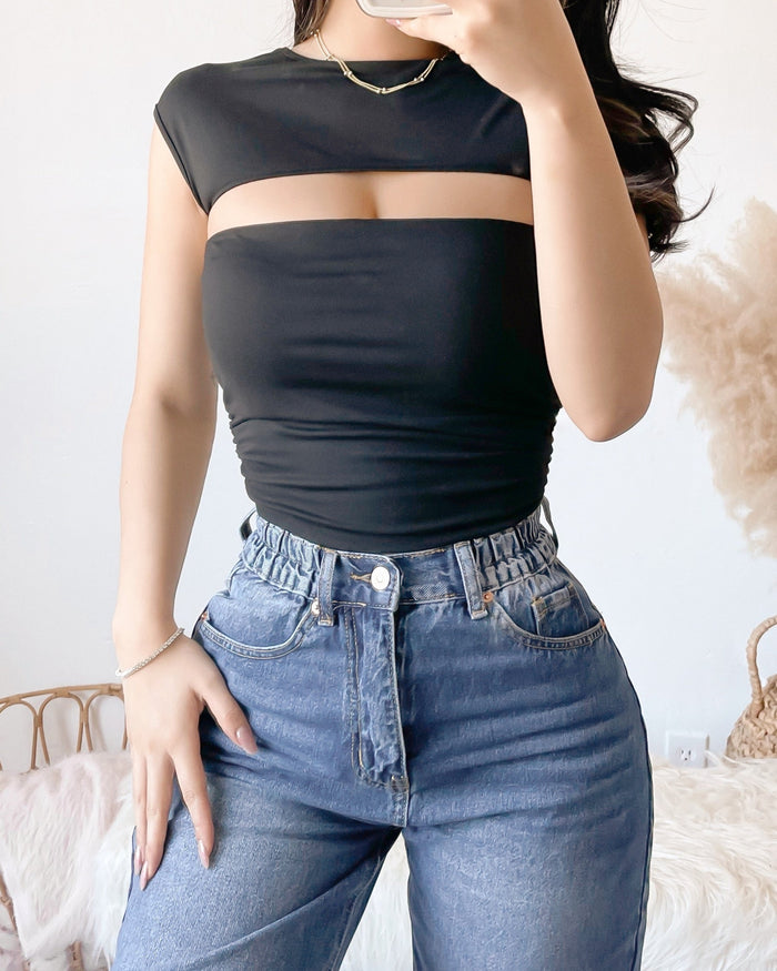 EMMA 2-IN-1 TWO PIECE TOP (BLACK)