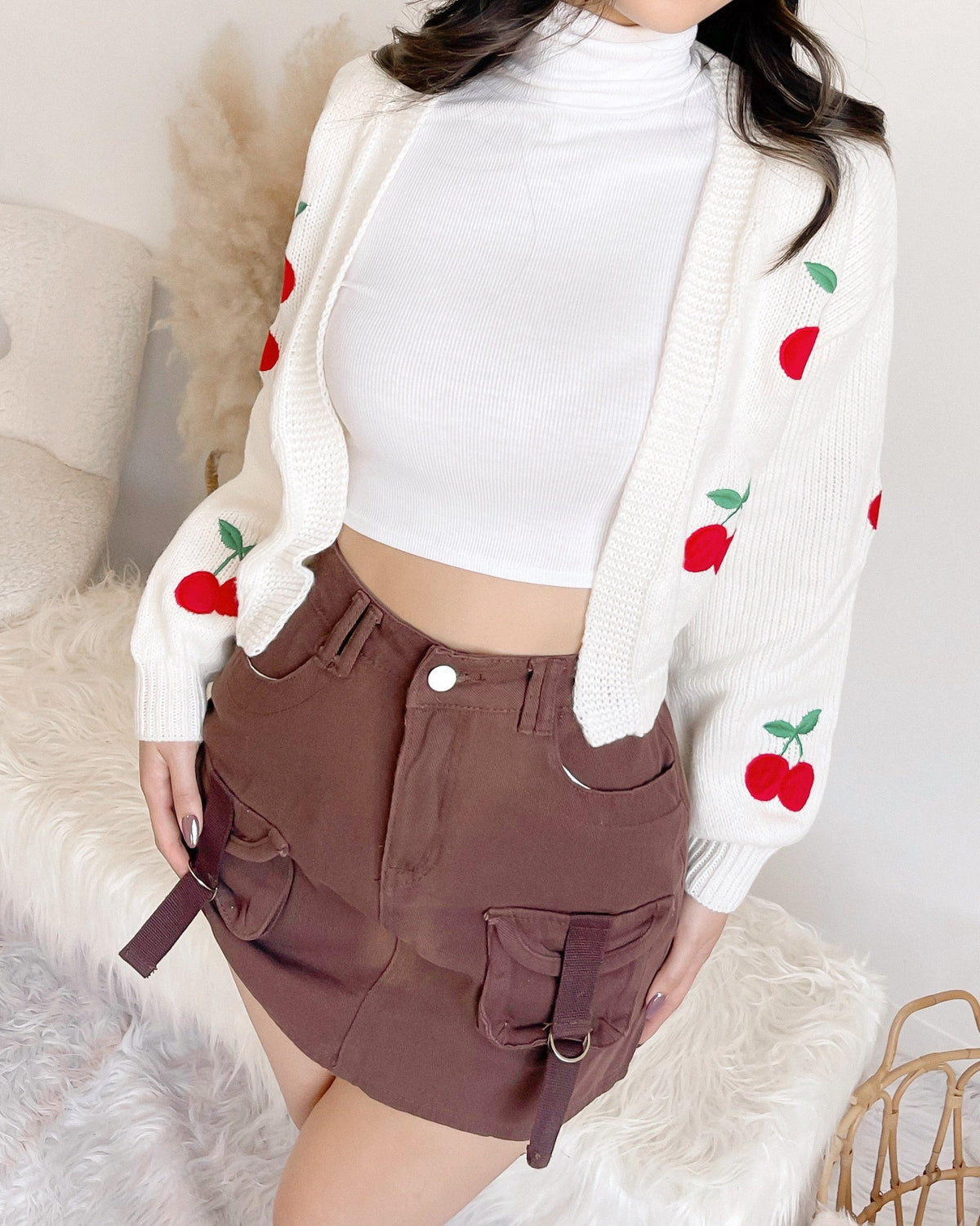 CHERRY ON TOP CROP CARDIGAN (IVORY)