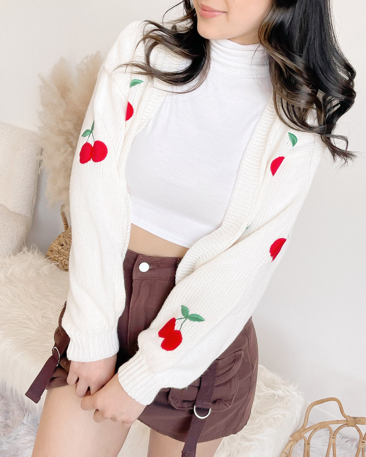 CHERRY ON TOP CROP CARDIGAN (IVORY)