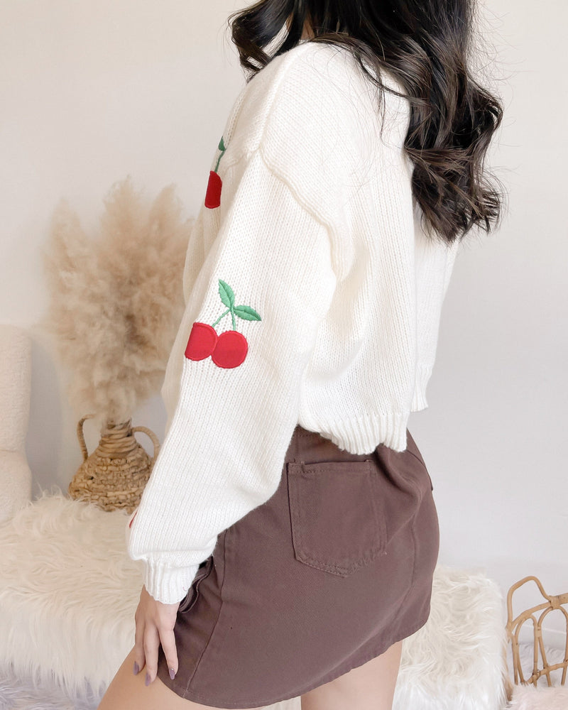 CHERRY ON TOP CROP CARDIGAN (IVORY)
