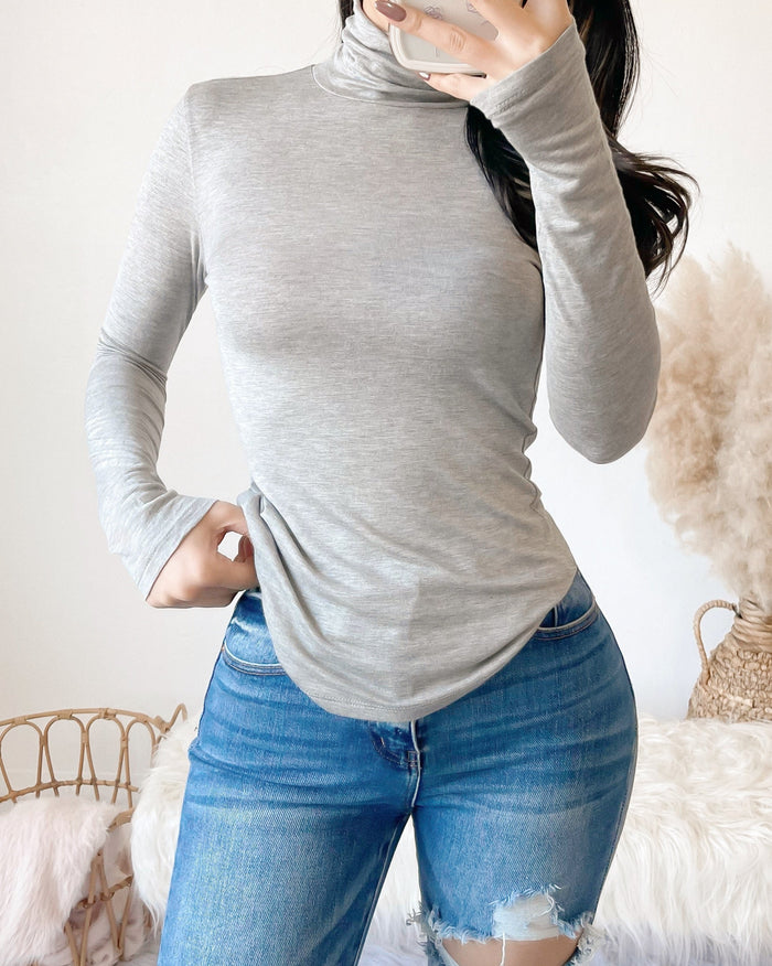 GEMMA TURTLENECK TOP (HEATHER GREY)