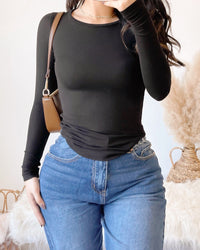 RESTOCKED! EVELYN LONG SLEEVE KNIT TOP (HEATHER GREY)