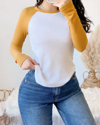 RESTOCKED! AALIYAH WAFFLE KNIT RAGLAN BASEBALL TOP (CHARCOAL)