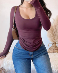 RESTOCKED! SERENA SCOOP NECK TOP (CHARCOAL)
