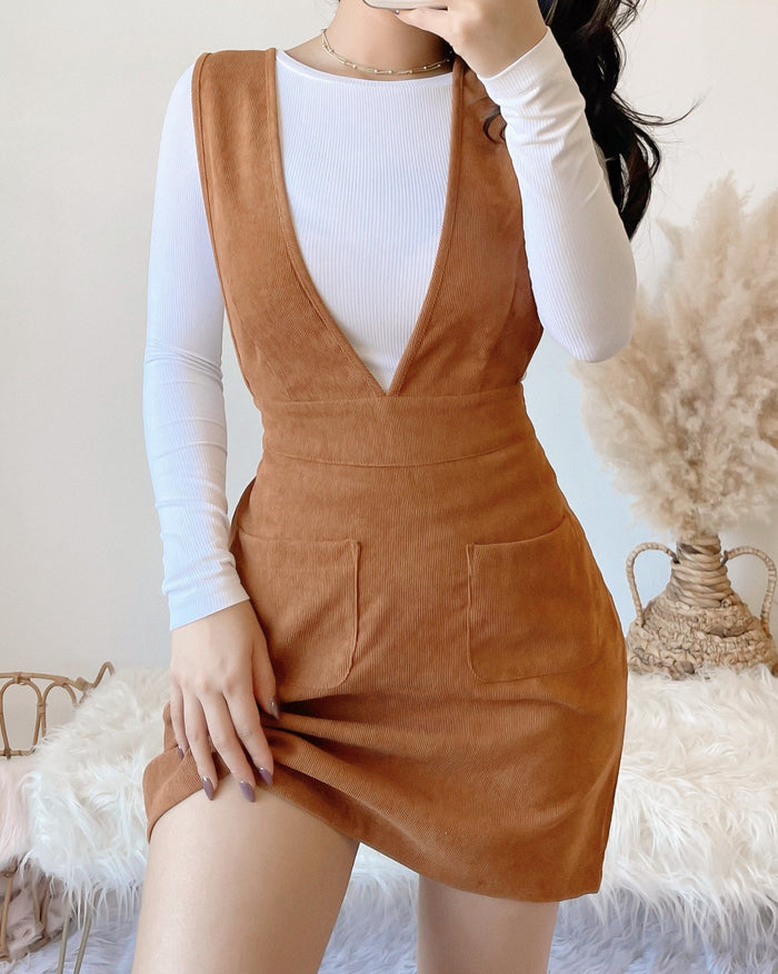 (PREORDER) MAPLE V-NECK CORDUROY  DRESS
