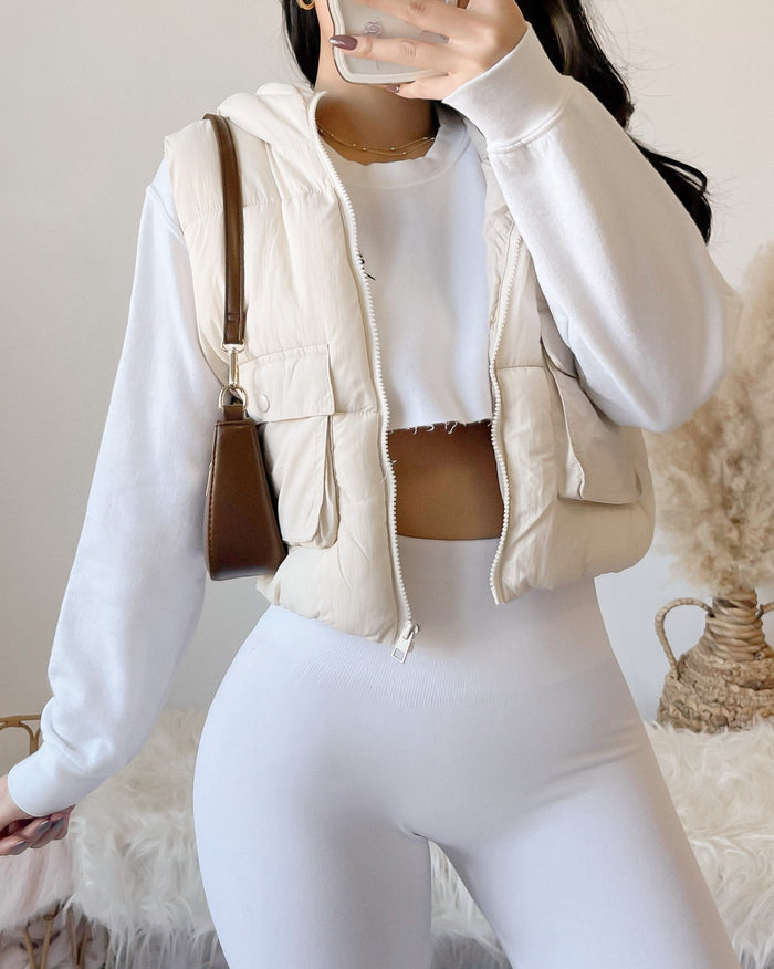 (PREORDER) FALL FOR YOU HOODED PUFFER VEST (IVORY)