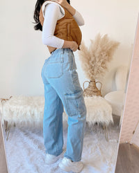 RESTOCKED! CABIN CUTIE FUR LINED CORDUROY PUFFER VEST (CAMEL)