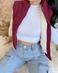 RESTOCKED! CABIN CUTIE FUR LINED CORDUROY PUFFER VEST (BLACK)