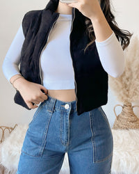 RESTOCKED! CABIN CUTIE FUR LINED CORDUROY PUFFER VEST (CAMEL)