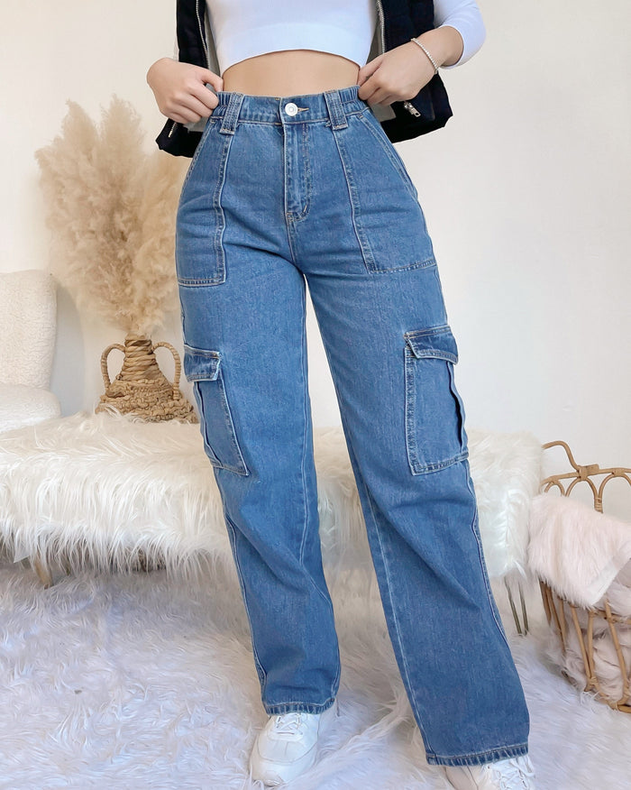 LONDON CARGO JEANS (MEDIUM WASH)