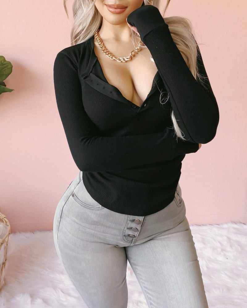 RESTOCKED! KEEP ME WARM WAFFLE KNIT THERMAL TOP (HEATHER GREY)
