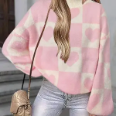CLARA OVERSIZED CHECKERED HEART SWEATER