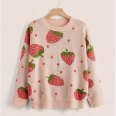 STRAWBERRIES N' CREAM OVERSIZED KNIT SWEATER