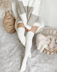 RESTOCKED! 2-IN-1 MINIMALIST THIGH HIGH SOCKS (LIGHT GREY)